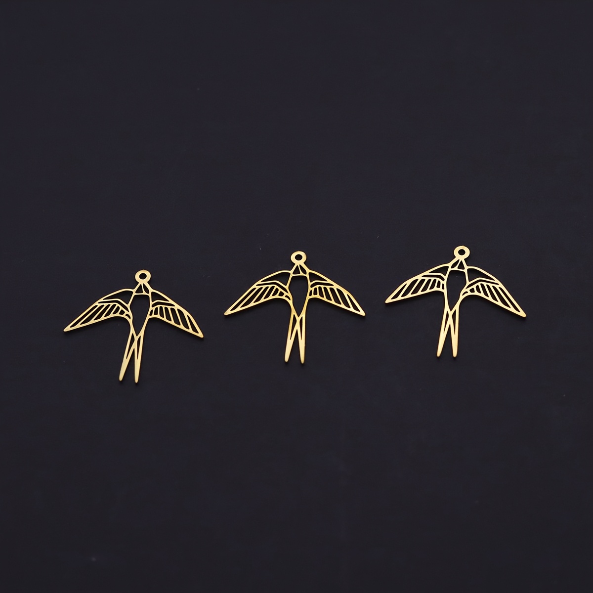 TEMU 3pcs Stainless Steel Hollow Swallow Bird Charms Cutout Flying Swallow Pendants For Earrings Necklaces Bracelets Nature Jewelry Making Findings