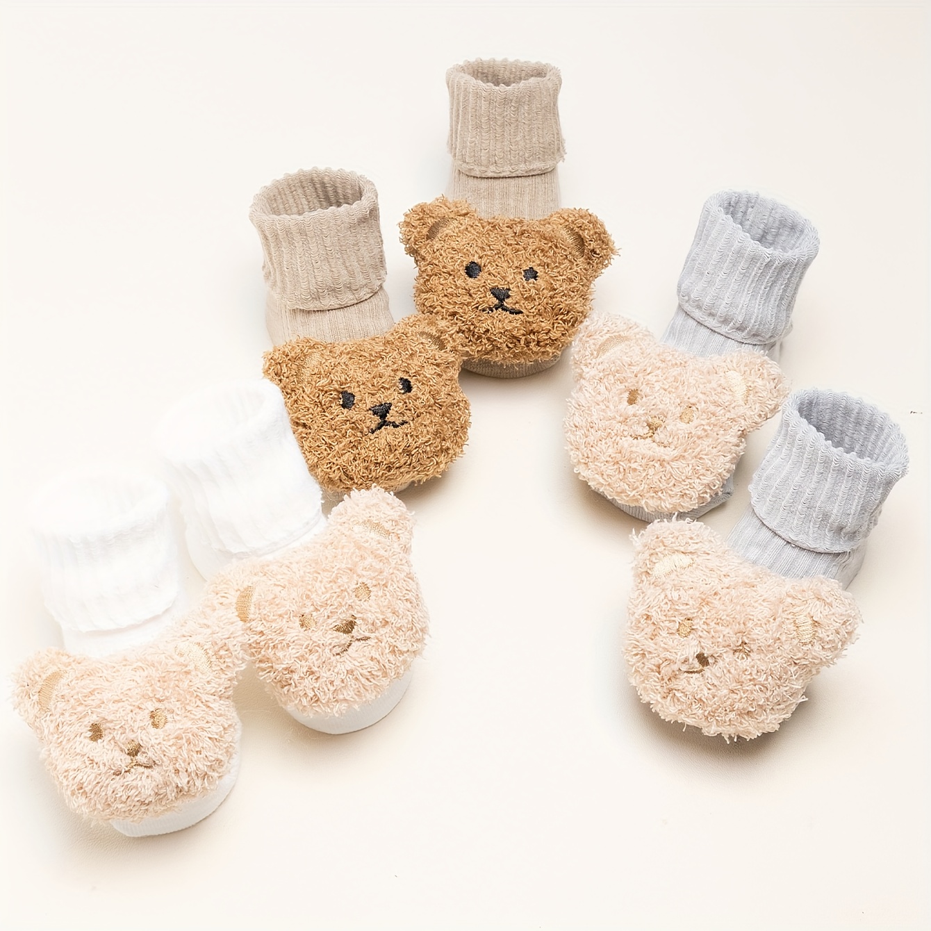 1 Pair//3 Pairs Pc Bear Ribbed Soft Comfortable Elastic Non-slip Socks Cute Mid-tube Socks
