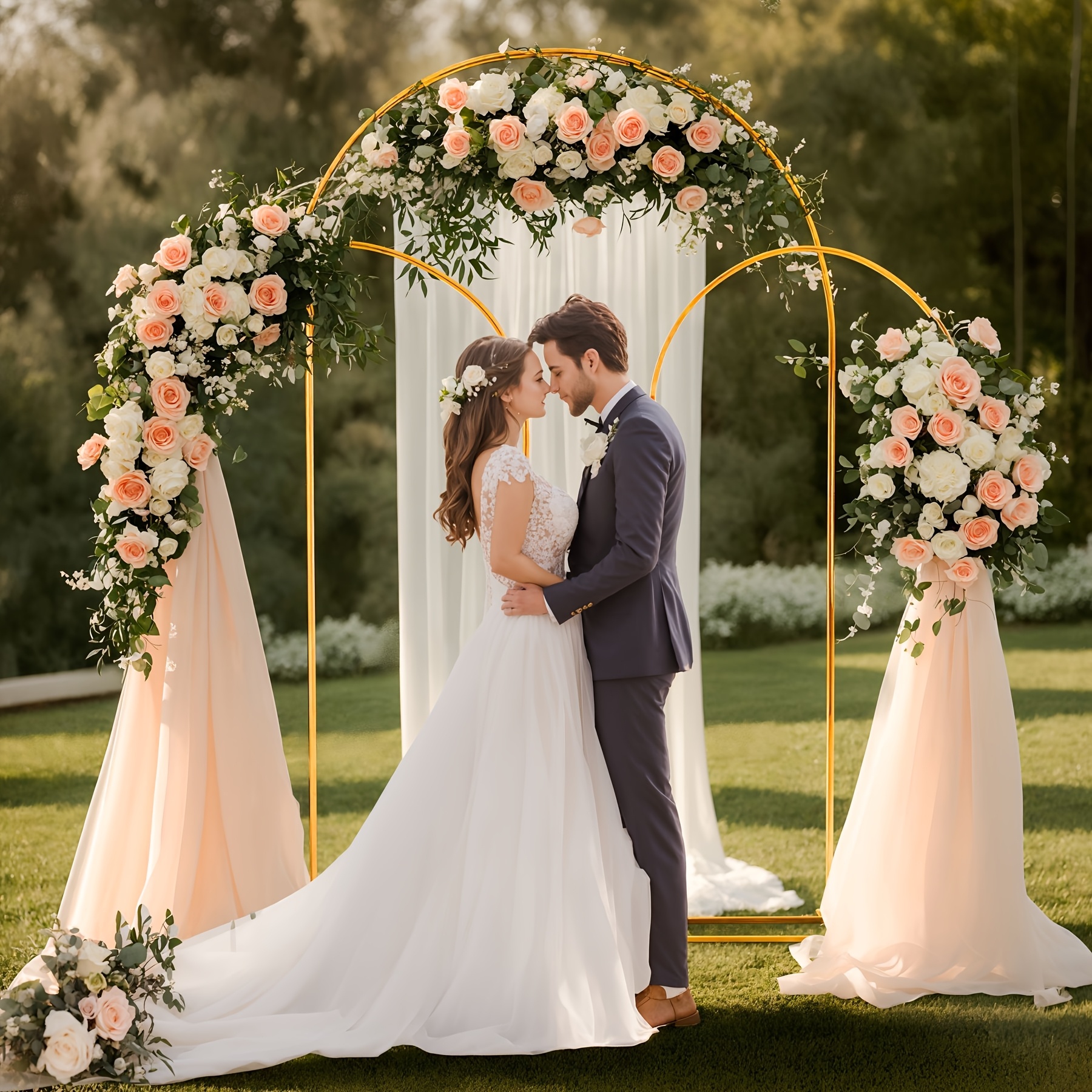 golden color photo booth props arch frame wedding birthday Temu
