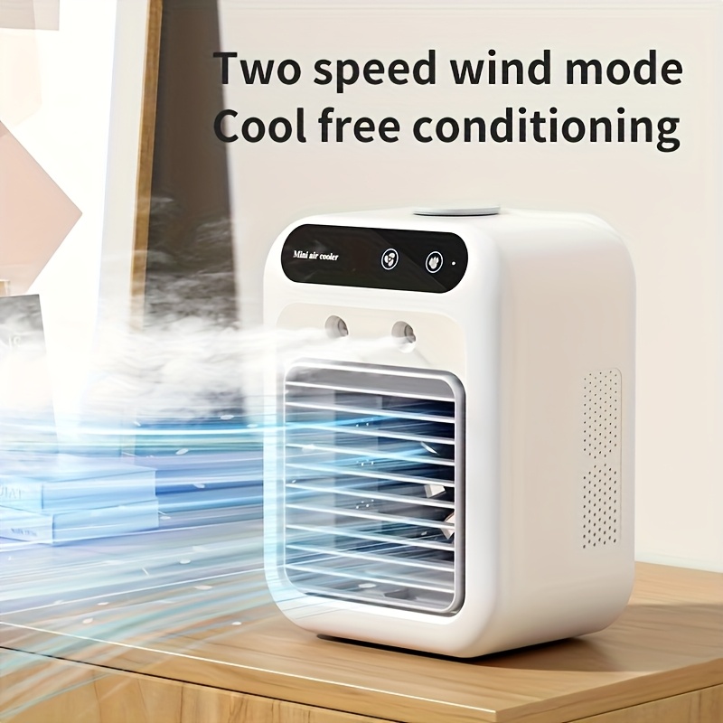 USB Rechargeable Mini Air Cooler Fan Mini Humidifier Cooling Fan, 30-Second Rapid Cooling, Two-Speed High-Speed Silent Fan Portable Desktop Cooling Device, Large-Capacity Battery And Water Tank Suitable for Home Office Or Dormitory Use
