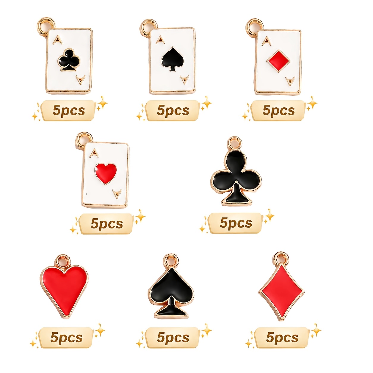 TEMU Ensemble de 40 pendentifs en émail de poker pour la fabrication d'artisanat, porte-clés et accessoires de clés
