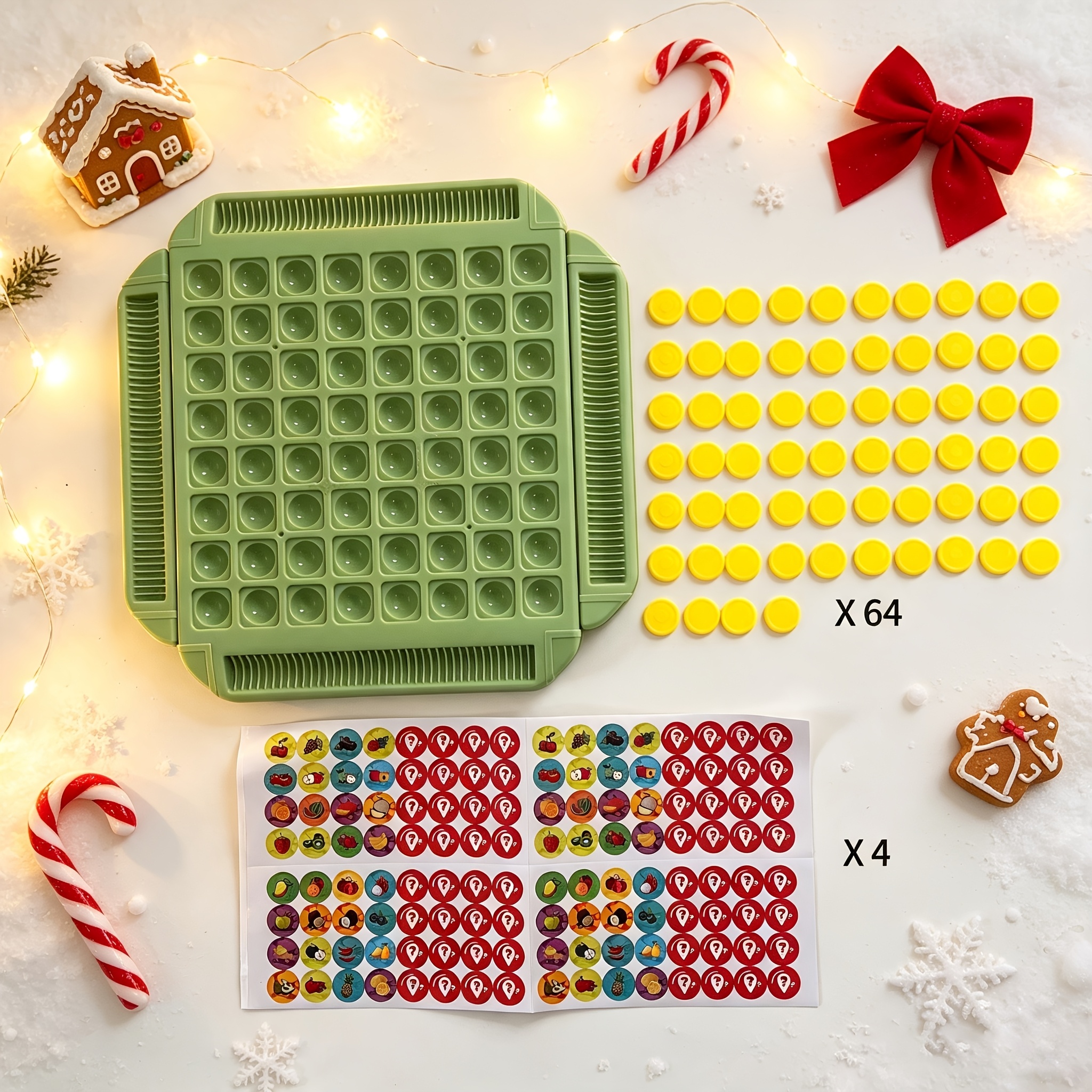 TEMU Christmas Gift Box Style - 4-person Version Toy Puzzle Fruit Flipping Memory Chessboard Game, Flipping Memory Competitive Game, Enhancing