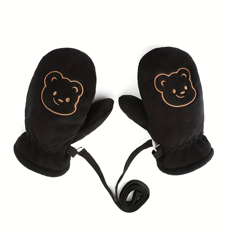 Image of Toddler Mittens Winter Snow Cute Bear Glove Infant Mitten Warm Fleece Kid Ski Gloves For Boys Girls