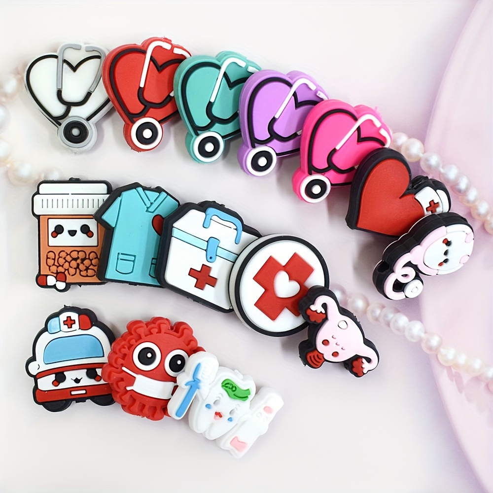 

15-piece Medical Care Series Charms Set - Ambulance & Medicine Box Designs For Diy Jewelry, Keychains & Bag Accessories