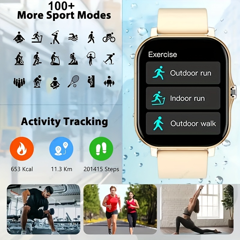  1 83 inch high definition full touch smartwatch for 2025 with call pedometer calorie multiple exercise compatible with iphone and android usb charging pink fitness tracking watch modern dial suitable for android smartphones details 4