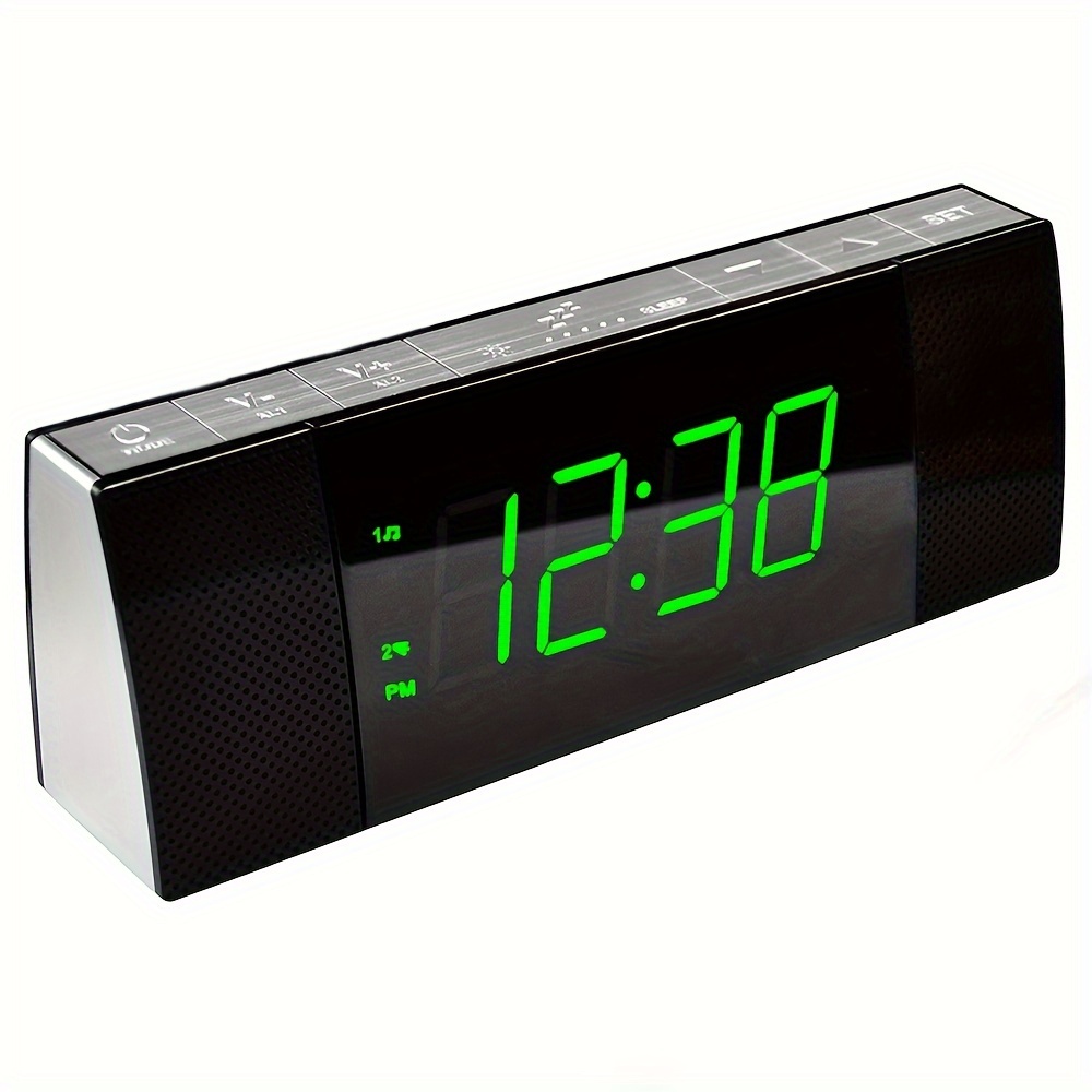 

Itoma Bedside Alarm Clock Radio With Wireless Connection Speaker, Dimmable Jade Green Led Display, Fm Radio With Sleep Timer, Dual Alarm With On/off Push-button, Snooze, 12/24h Display