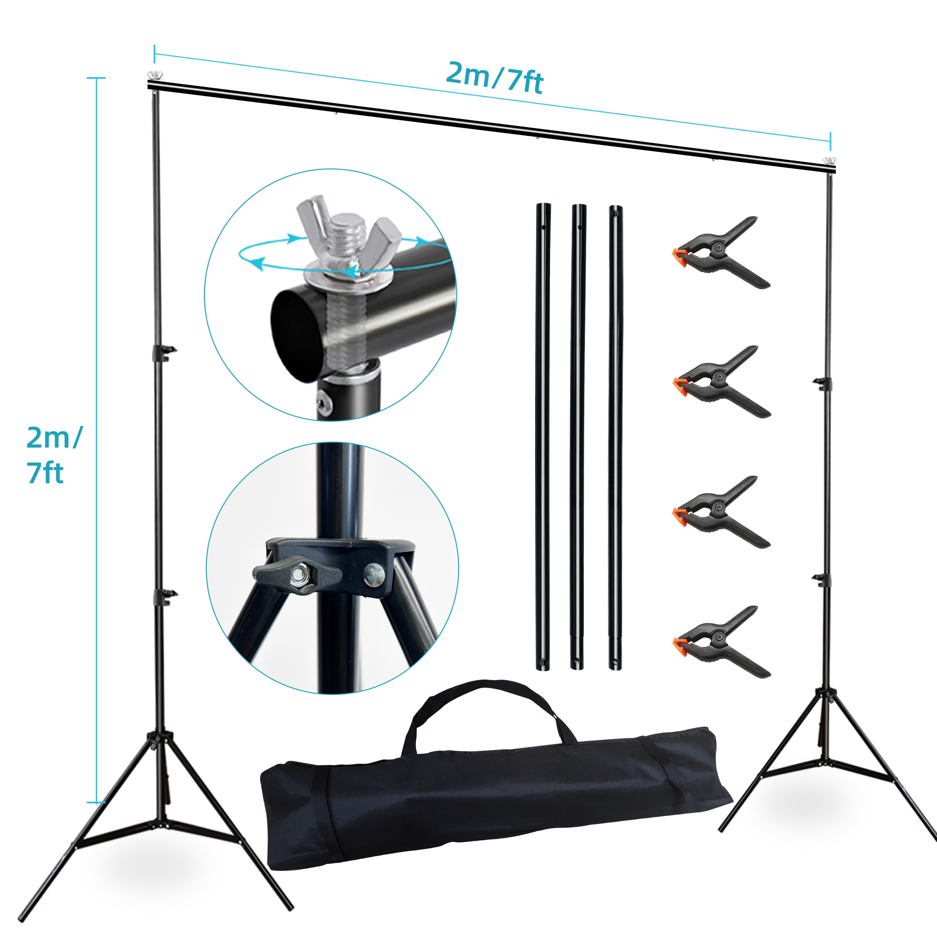 

High Quality Backdrop Stand 7x7ft (wxh) Adjustable Background Stand Support Kit