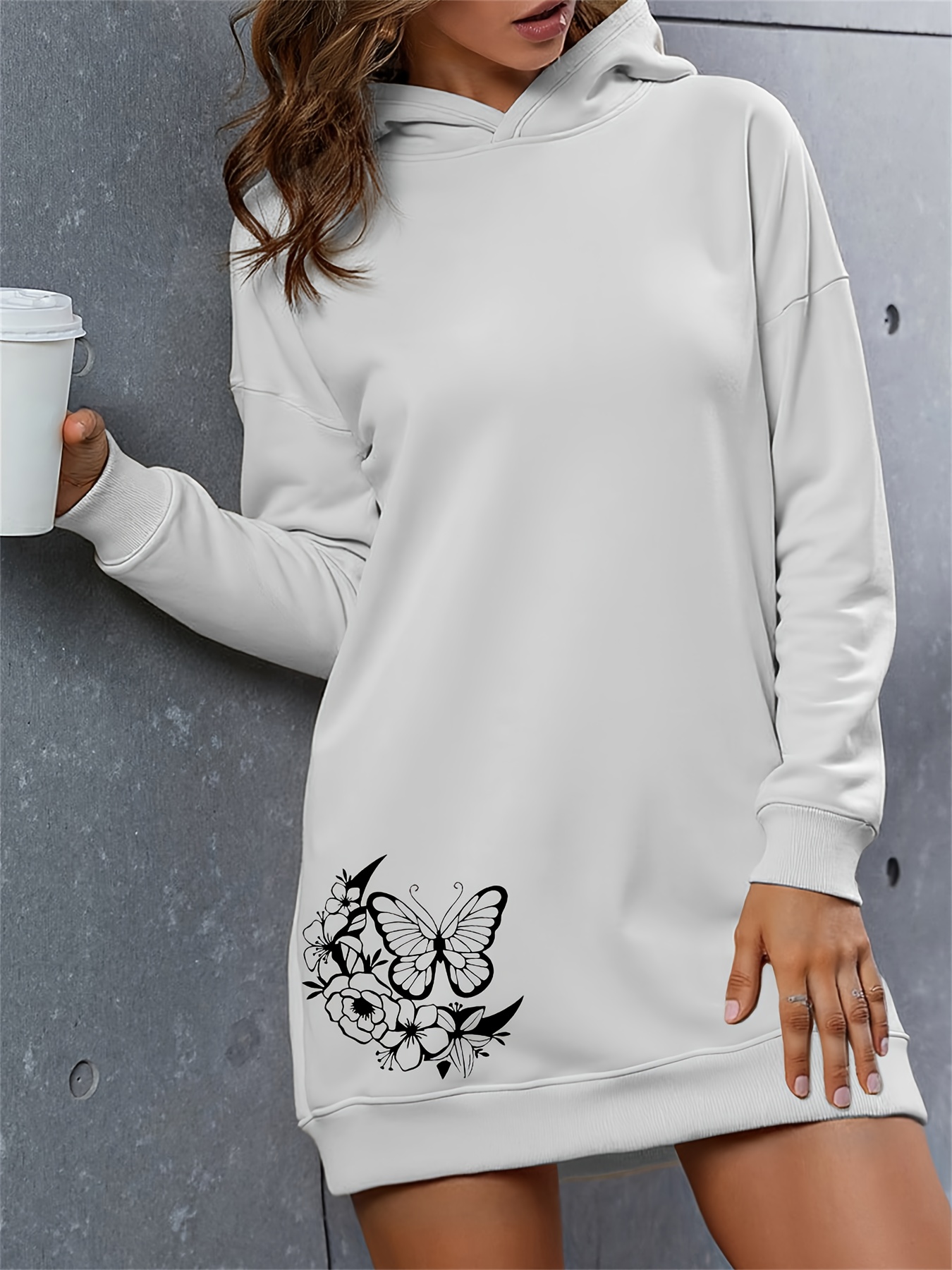 white christmas dresses Wholesale Sure Design Womens Lotus Om Long Sleeve Hoodie Dress Black main image 0