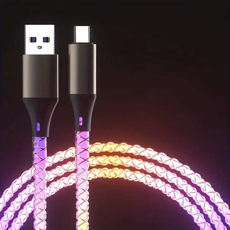 Cavo USB Tipo C Flusso Luminoso Cavo Dati Di Ricarica Rapida 5A - Foto 10