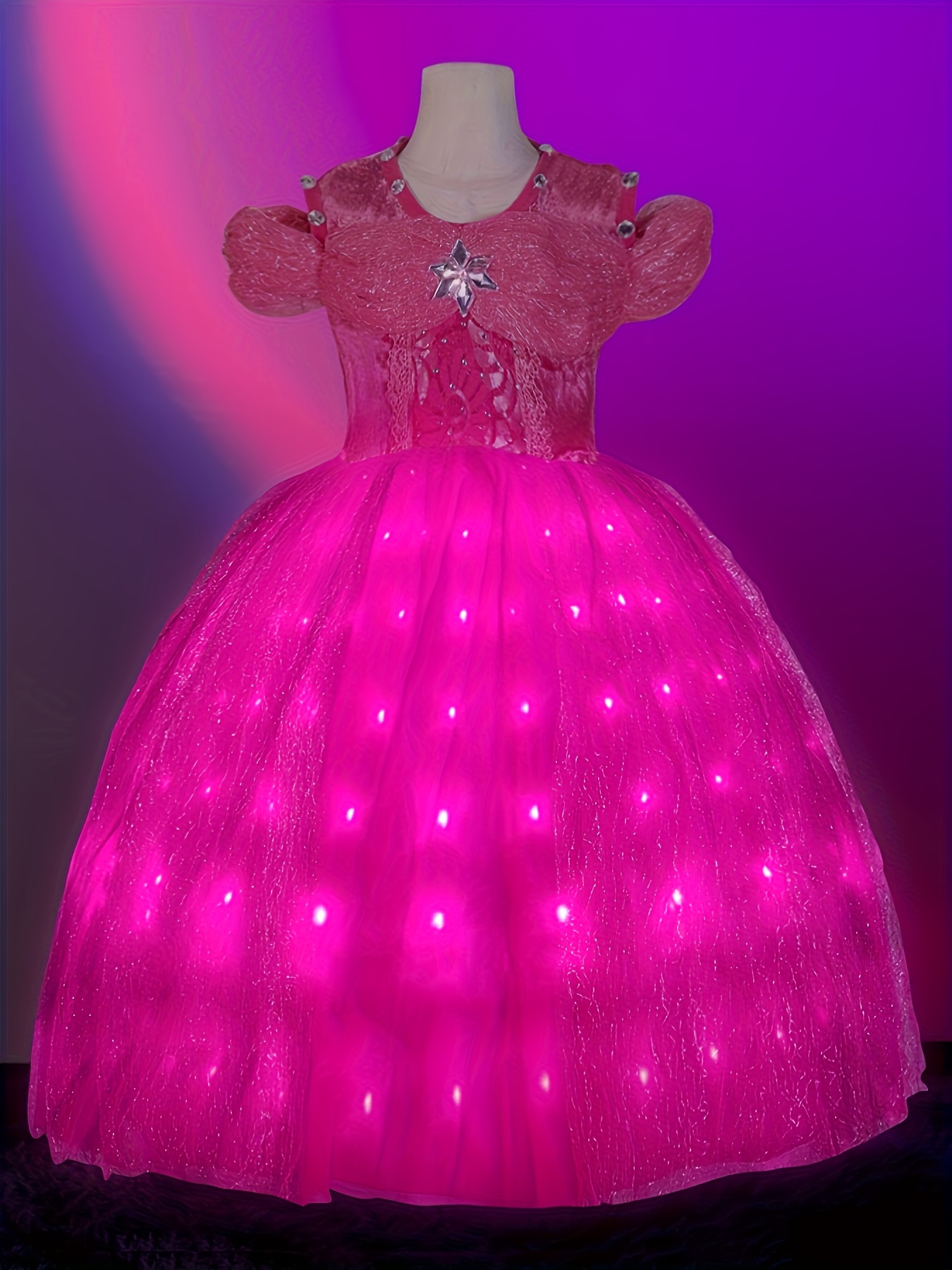 girls sleeveless princess led light up dress   mesh party with battery powered glow for christmas halloween prom 1pc hand wash only batteries not included princess dresses for girls holiday event attire fairy tale style batteryoperated lights