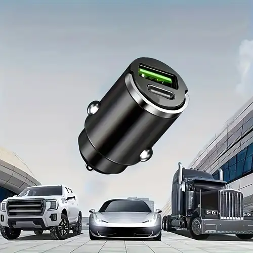 45W PD Dual USB-C Fast Car Charger - Metal 12V/24V Socket With 60cm Cable