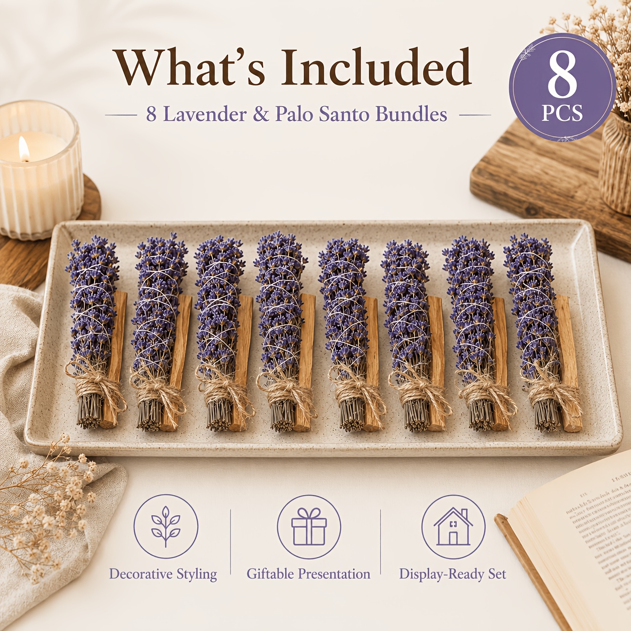TEMU 8pcs Lavender And Palo Gift Set, Cozy
