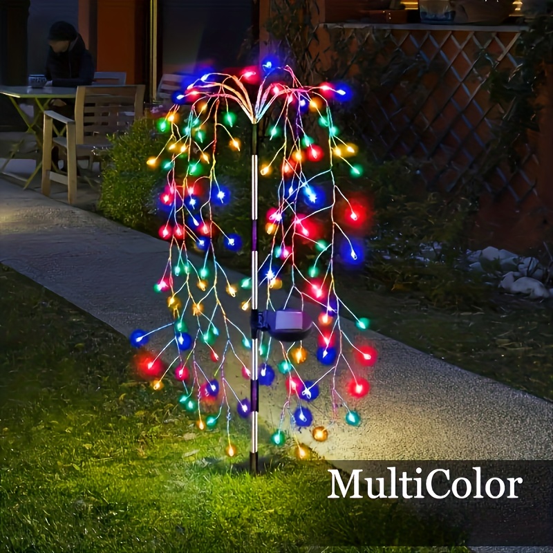 1pc 100led outdoor solar powered garden lamp soft silvery copper wire for diy shaping 8 lighting   solar firecrle lit lamp suitable for parties weddings courtyards   camping lawns valentines day festival decoration
