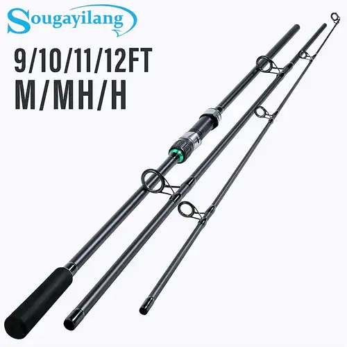 12 ft 60 fishing pole Telescopic Rod 9Ft 10Ft 12Ft 13Ft 14Ft 15Ft 16.4Ft Distance Throwing Rod Spinning Power 2-9Oz Surfcasting Carbon Baitcasting Rod (2.7M/9Ft) : Sports & Outdoors lightweight armoured carbon black and boasts a slim Japanese shrink rubber handle PLU1266 126-6C | 12"6'