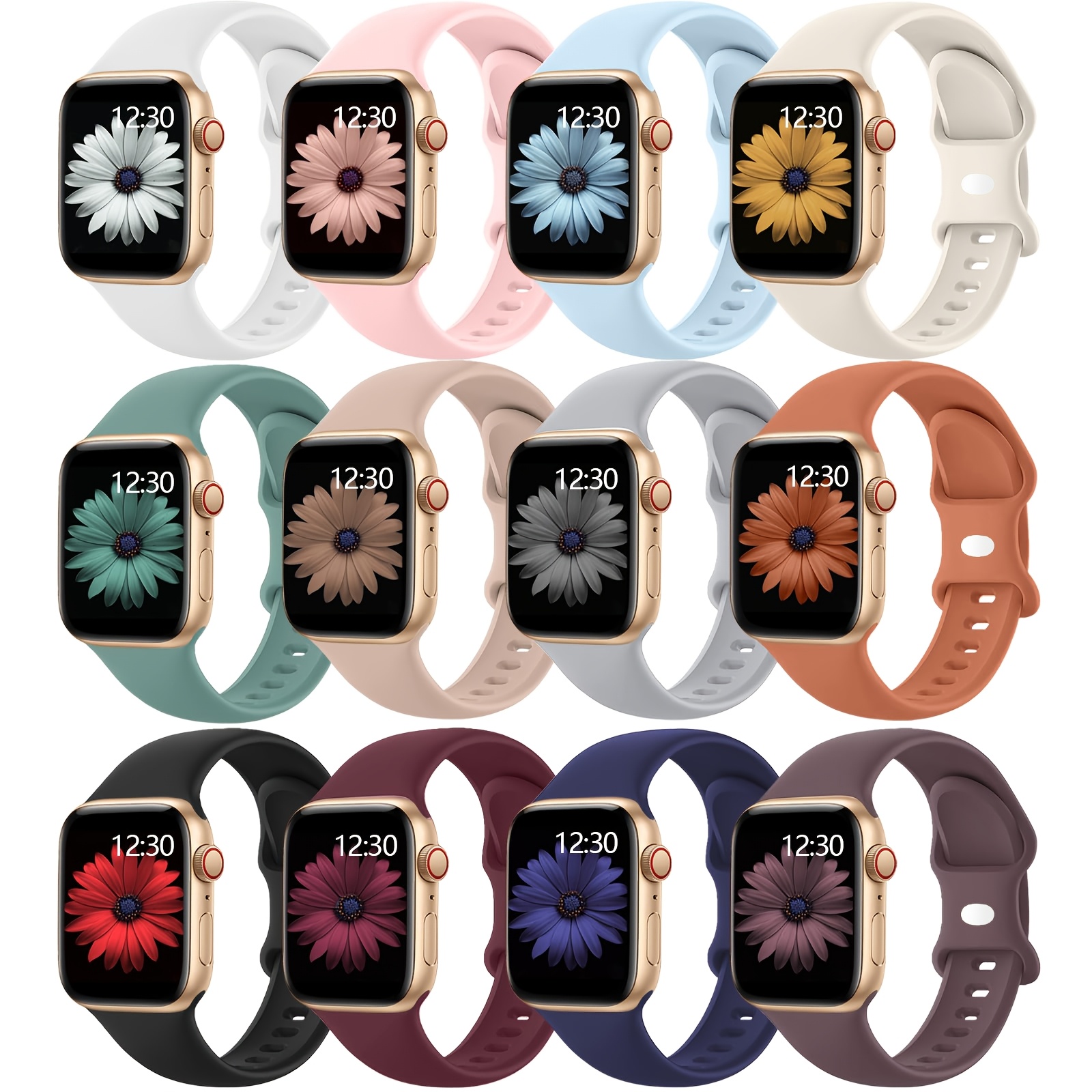 TEMU 12 correas para reloj de fitness, ideales para nadar y - Bandas modernas y vanguardistas, compatibles con Apple Watch Series 11/10/9/8/7/6