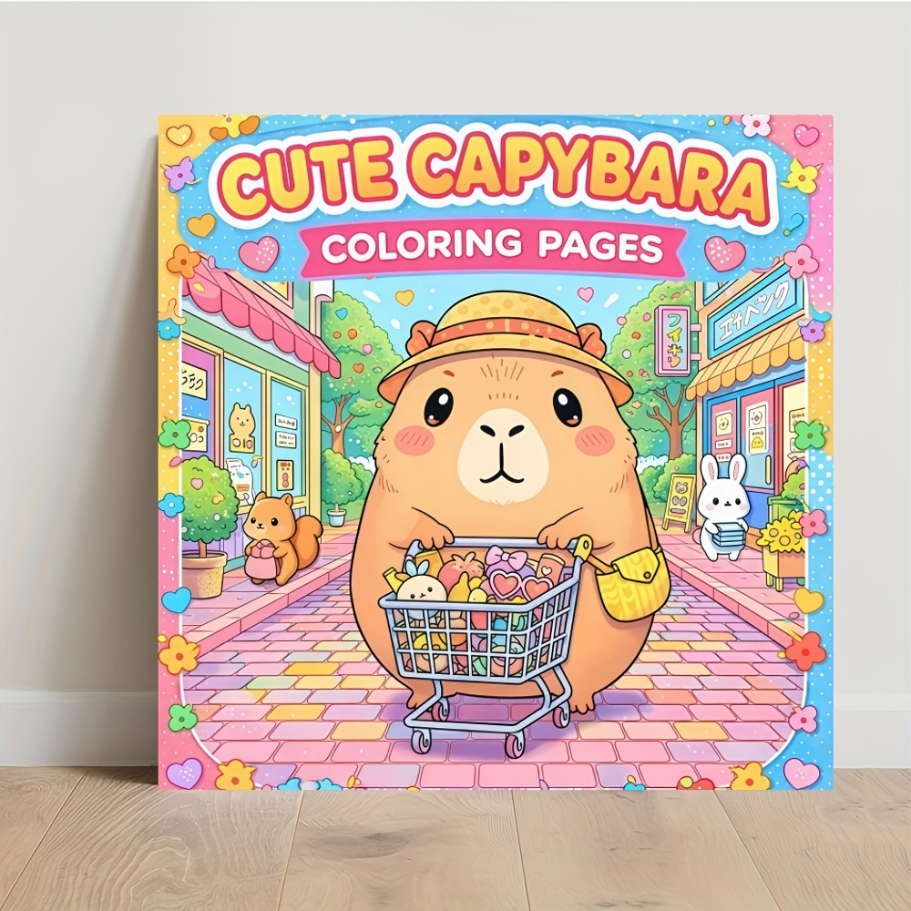 1 Prikupna pobarvanka s temo kapibare, 24 strani z zdravilnimi ilustracijami, vključno s prizorički vsakdanjega življenja ljubkih kapibarij,