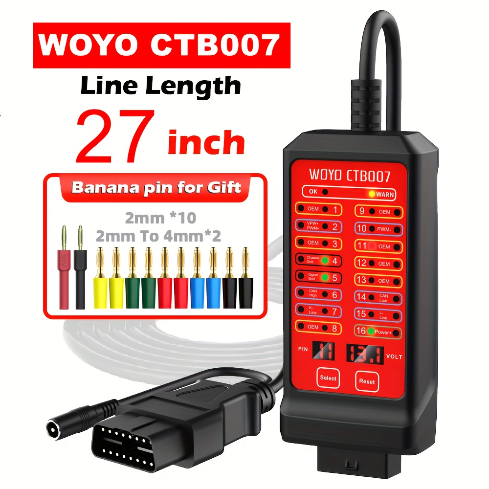Image of Woyo Ctb007 Can Communication Module Tester, Relay Box, Supports 12v/24v External Power Supply, Led Optional 16pin Pin Voltage Reading, Automotive Diagnostic Tool, Cable Length 150cm/70cm