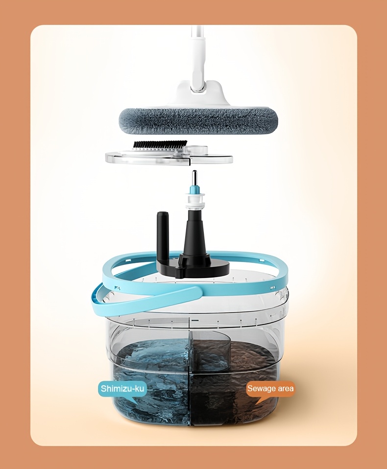 2024 premium rotating mop system with easy clean water   bucket hands free washing for effortless cleaning of floors walls more lazy dirt   details 6