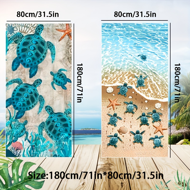 Oversized Microfiber Beach Towels Set With Cute Turtle And Star Print_voghion.com