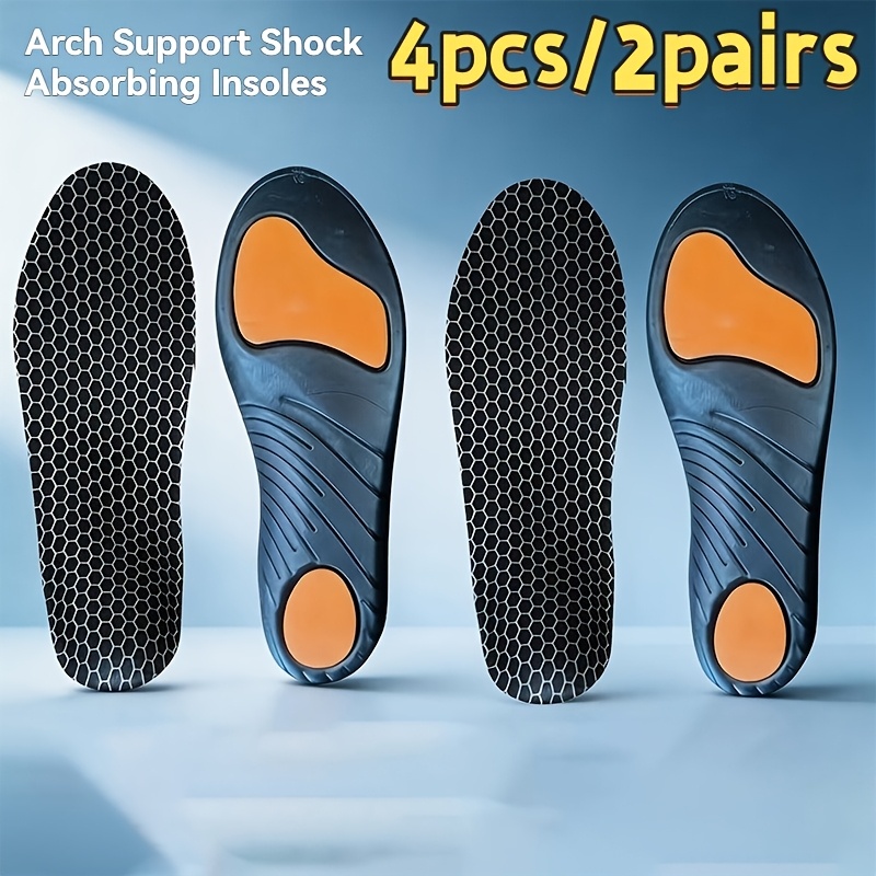 TEMU 4pcs/ Of High-elastic Sports Insoles With Arch Support - Breathable Foot Pads, Suitable For Basketball, Sports Shoes - Comfortable Sports