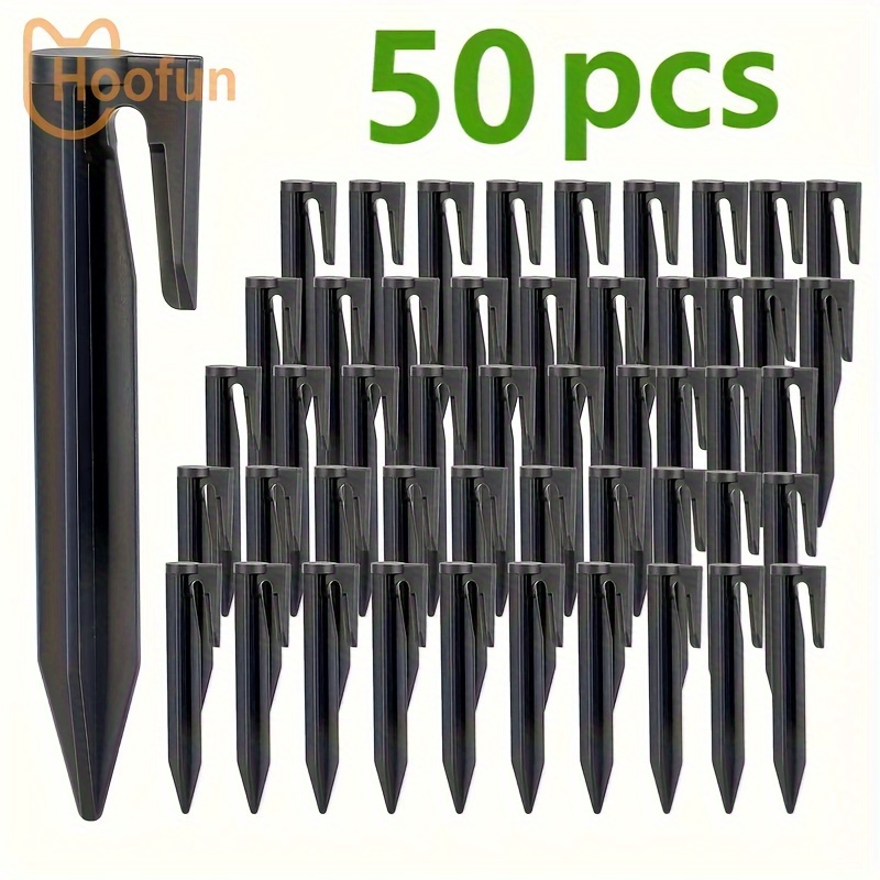 

50pcs Tent Nails, Beach Nails, Garden Lawn Mower Cable Accessories, Plastic Grounding Stakes, Camping Outdoor Serrated Threaded Ground Nails, Windproof Fixing Nails