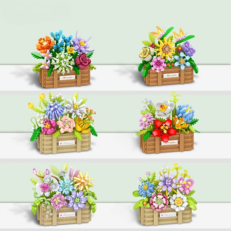 Micro-Particle Building Blocks Sunflower Basket, Creative Gift
