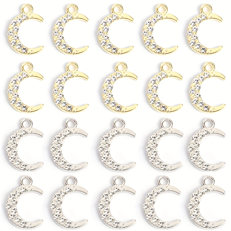 TEMU 20 Piezas de Colgantes de Luna con Rhinestones - Joyería Islámica Musulmana para Ramadán, Colgantes de Luna en Aleación de con Baño de Oro,
