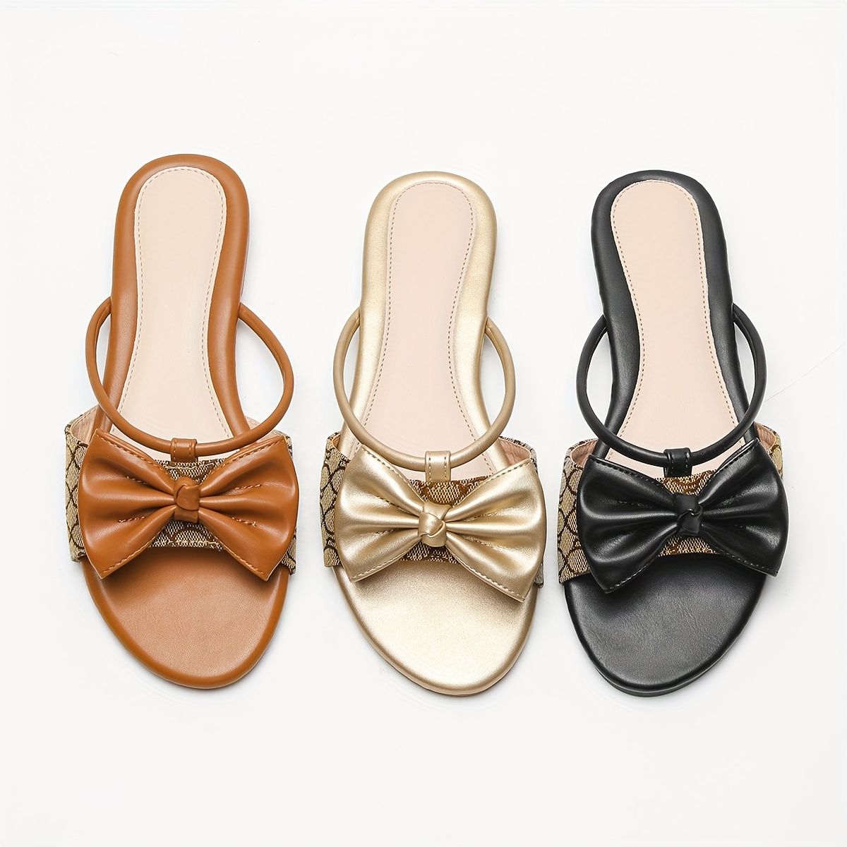 New Stylish And Versatile Flat Sandals with a Gentle Fairy Bow, Perfect for Beach Outings, Travel, And Everyday Commuting., Women Shoes