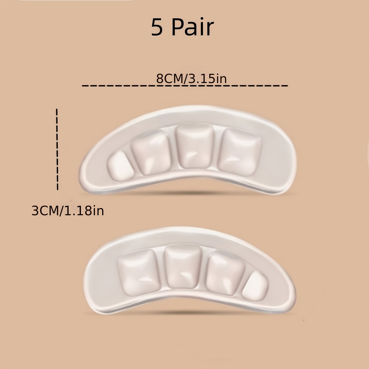 TEMU 5pair Sandal Silicone Anti-slip Pad Sandal Pad Self-adhesive Anti-slip Heel Sticker Half Size Pad Anti-wear High Heel Anti-slip Sticker Forefoot