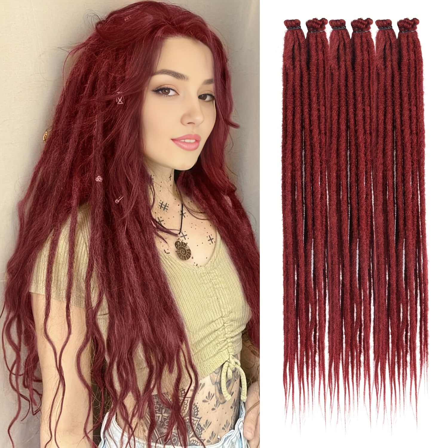 TEMU 25pcs PLENDAY 24" SE Synthétiques Cheveux Tressés, Doux 0.6cm Épais Mince Une Seule Extrémité Crochet Extensions de Cheveux, Fibre À Bas