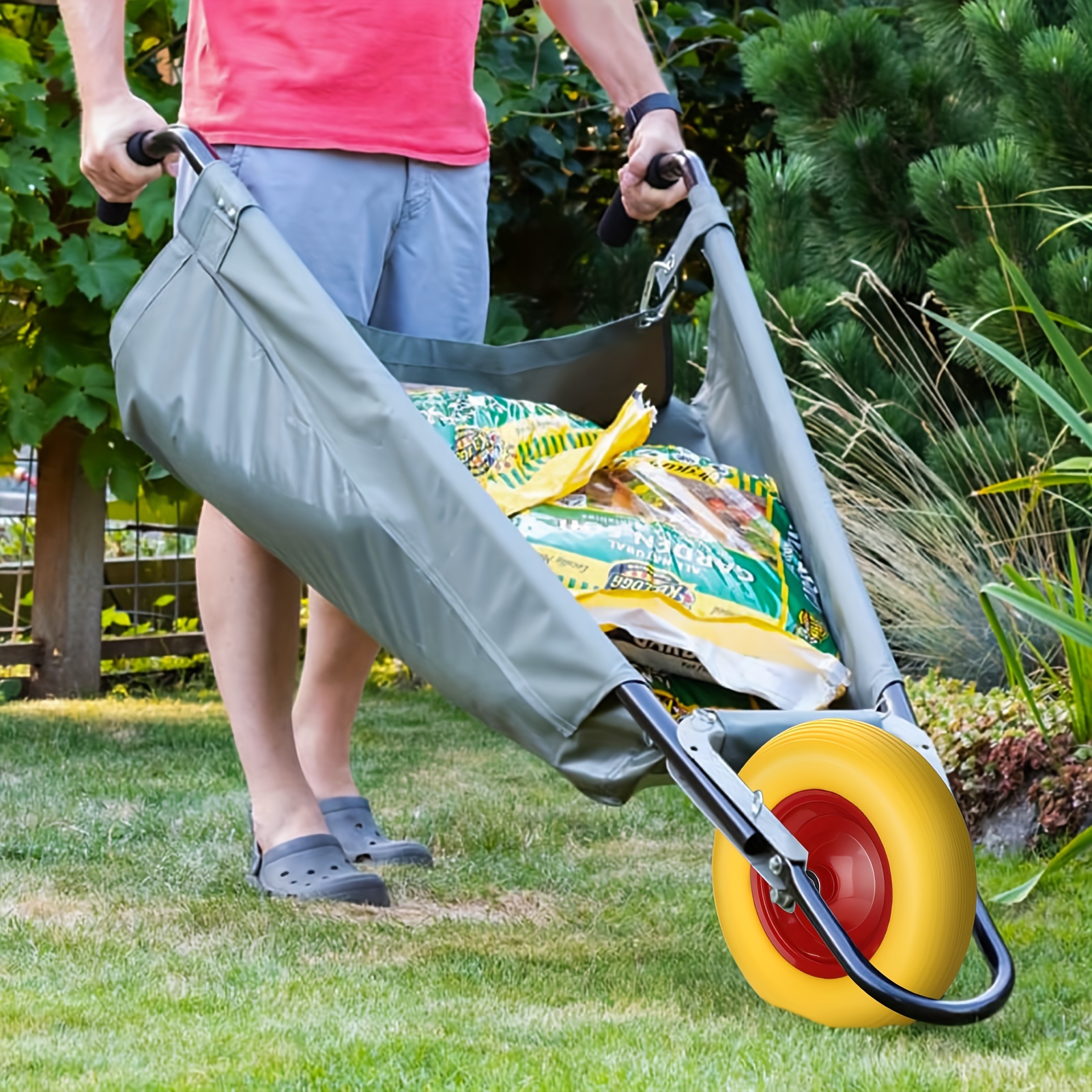 

Wheelbarrow Wheel Solid Rubber, Puncture-proof 4.80/4.00-8 Diameter 390 Mm With Axle, 120 Kg Capacity, Wheel Rubber Wheel Steel Rim For Wheelbarrow, Yellow/red