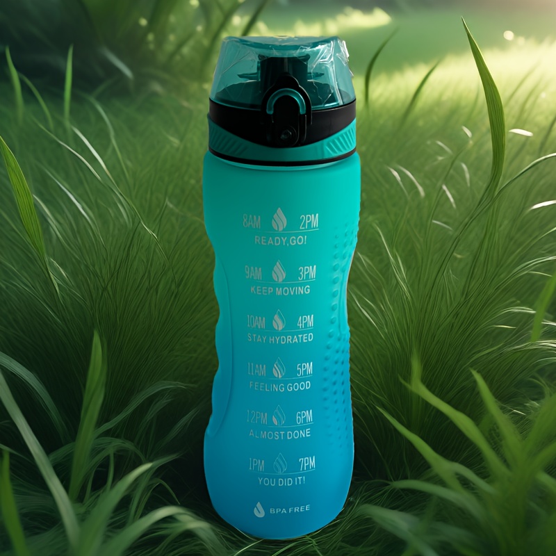 1pc 750ml One-- Water Bottle Slim Waist Gradient Color Wide Mouth Space Bottle