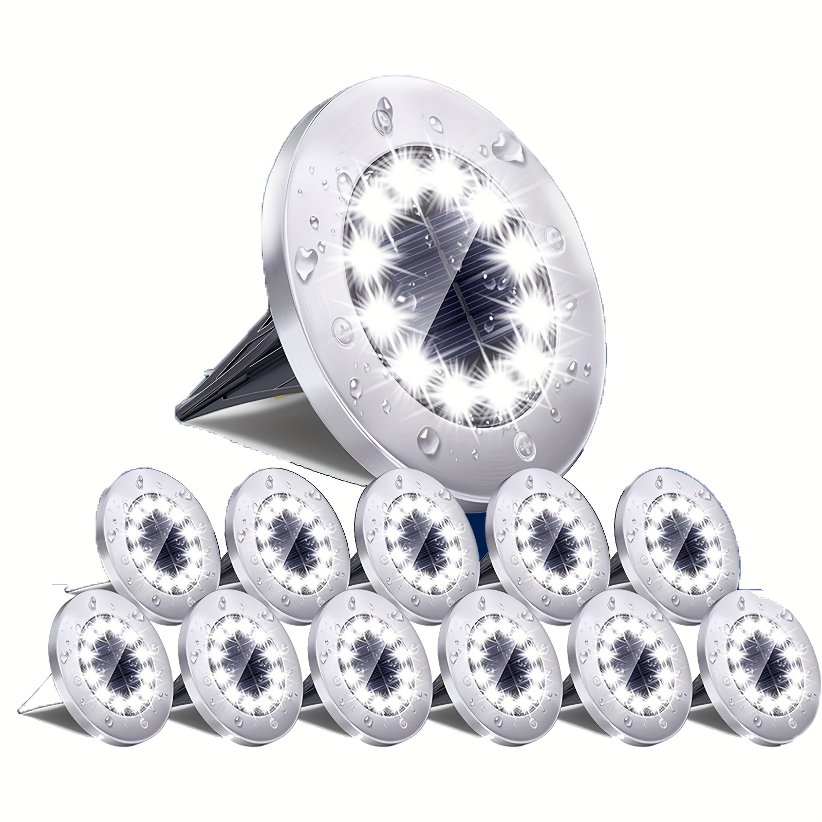 TEMU Outdoor Solar Ground Lights, 12-pack Solar Lights For Outside, Solar Garden Lights Landscape Lighting For Patio Pathway Lawn Yard Deck Driveway