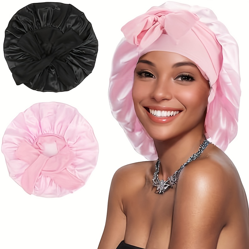 

2 Pack Bonnet Bonnet For Sleeping Women Satin Bonnet For Sleeping, Hair Bonnet For Sleeping Sleep Cap, Wide Large Bonnet For Curly Hair