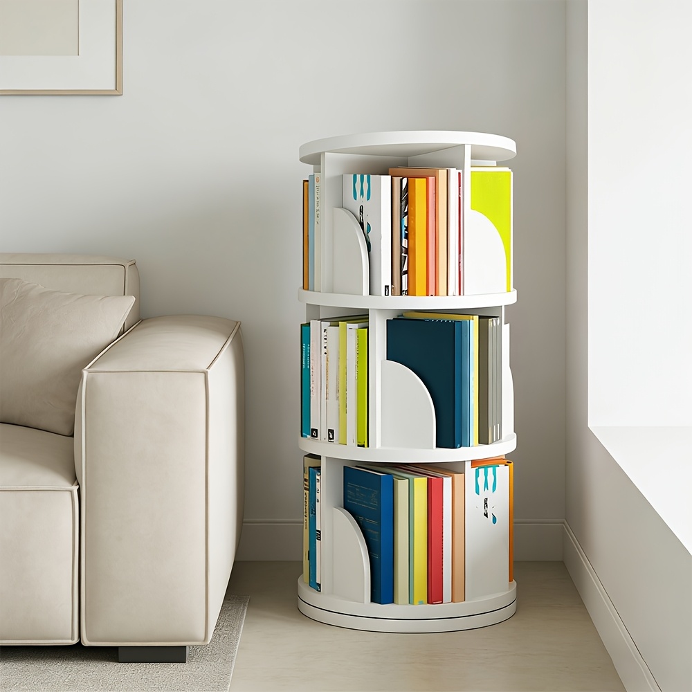 1 360° Rotating Bookshelf, 3-tier Rotating Book Display Tower, Dimensions 40×40×h97cm, - Storage Rack For Living Rooms, Bedrooms, And Offices