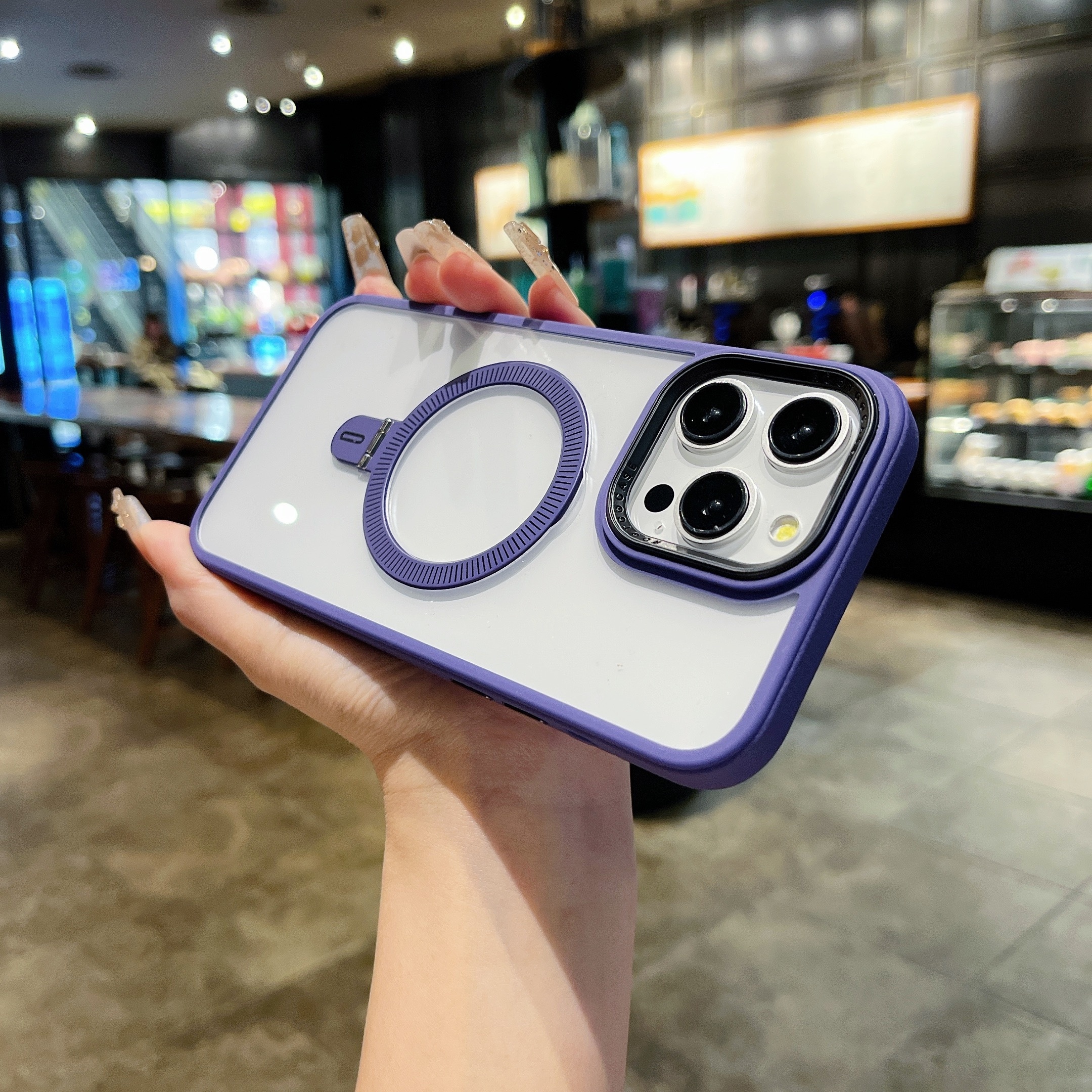 Suitable For Case For 16promax 16pro 16Plus 16 Transparent HD Shockproof Protective Magnetic Cell Phone Cover, Foldable Phone Holder On The Back_voghion.com