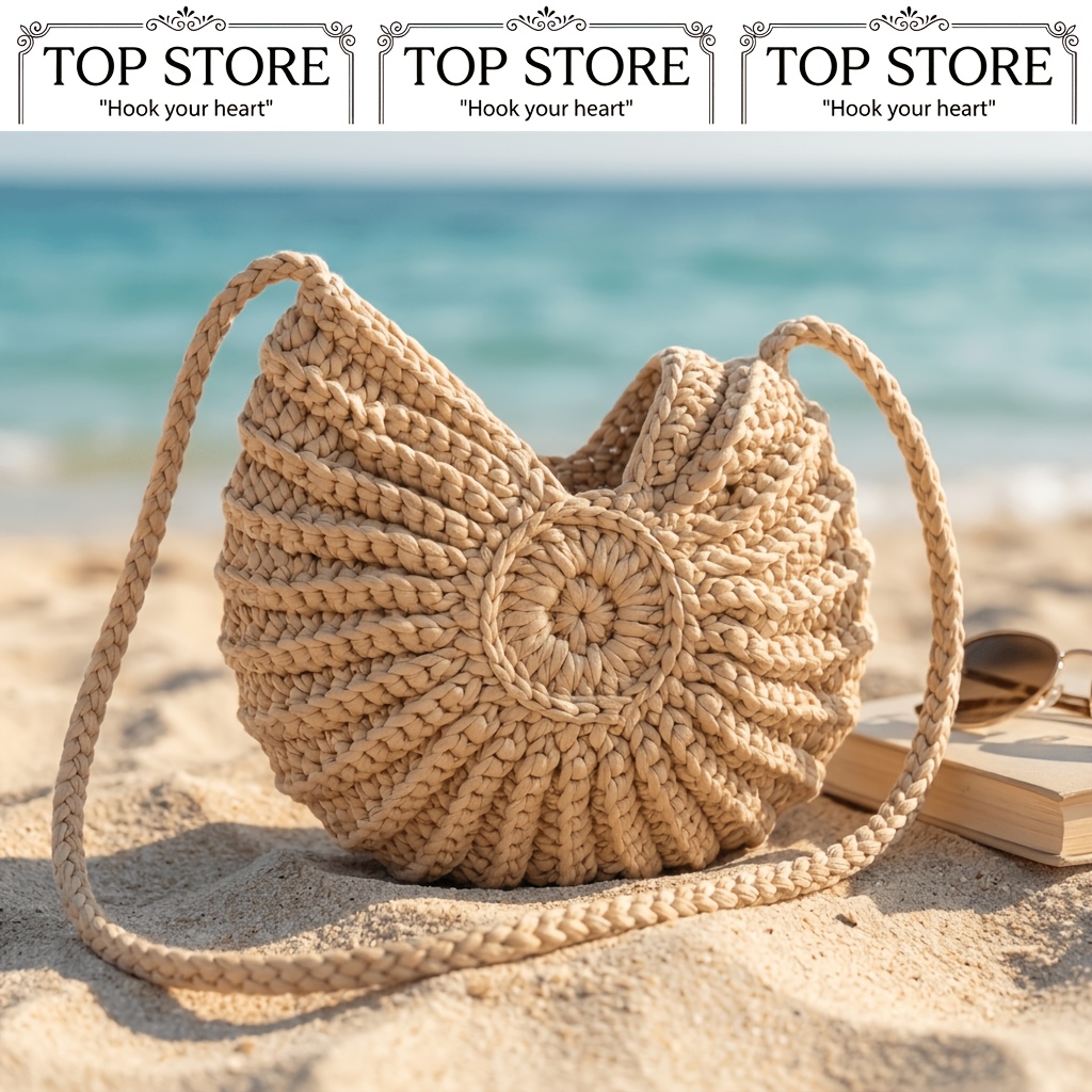 TEMU 1 Set, Seashell Crochet Crossbody Bag Kit, Adult Handmade Crochet (not A Finished Product, Needs To Be ) - Crochet Amigurumi Kit - Beginner's