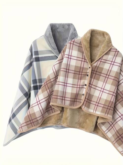 multi functional flannel shawl blanket cape office blanket button blanket set suitable for s to l of