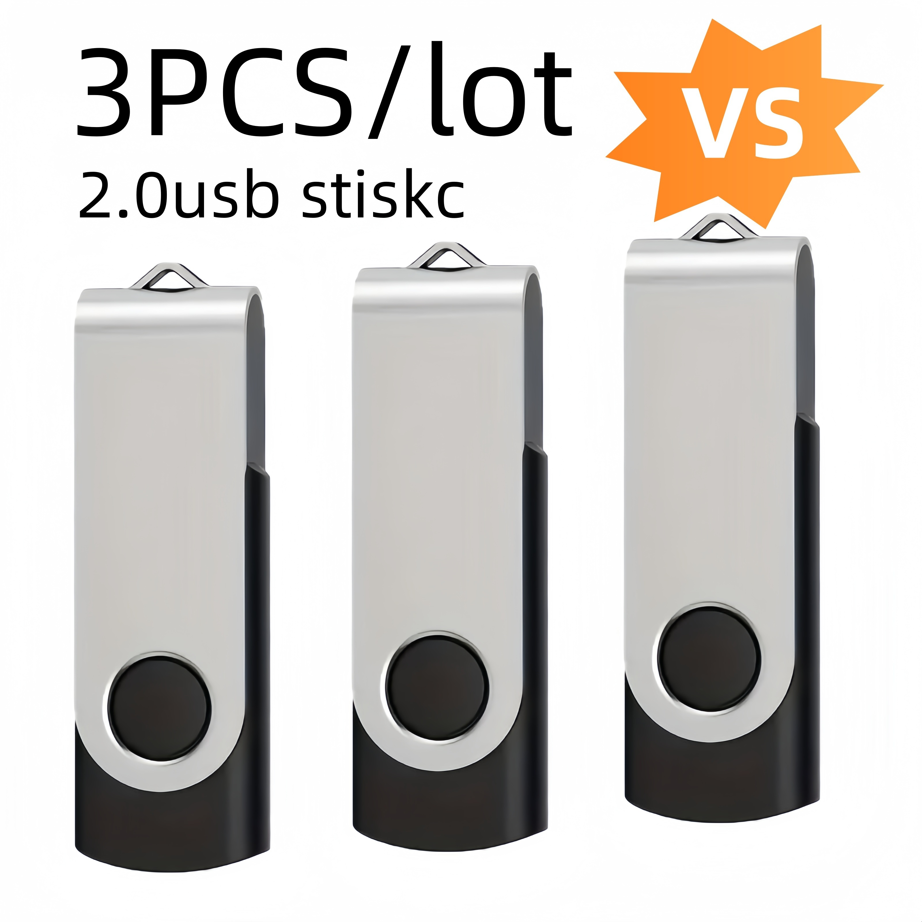 

3pcs Usb 2.0 Flash Drives, 4gb/8gb Capacity, Swivel Design, Led Indicator, Pen Drive, Jump Drive, , Photo Stick, U Disk - Bulk Pack For Computer & Laptop