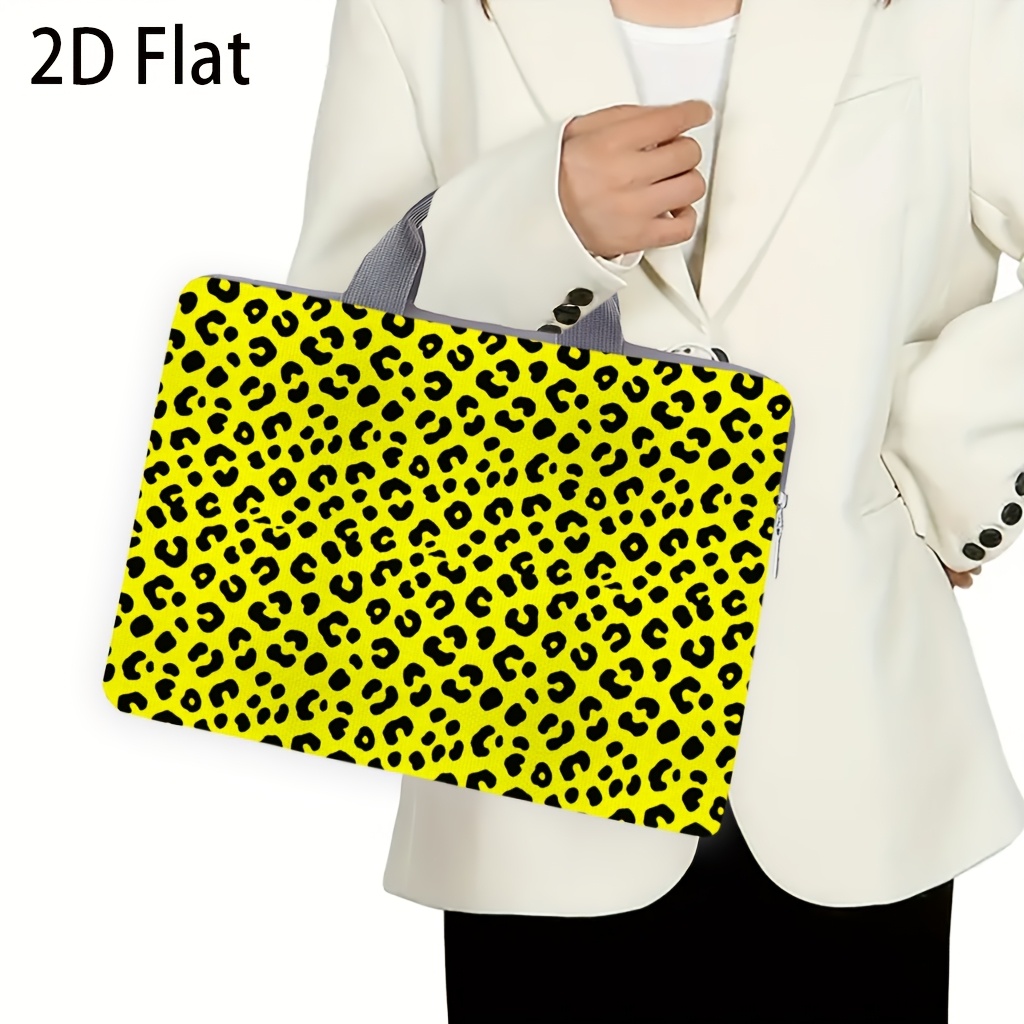 Bright Yellow Leopard Print Laptop Bag for Tablets and Laptops