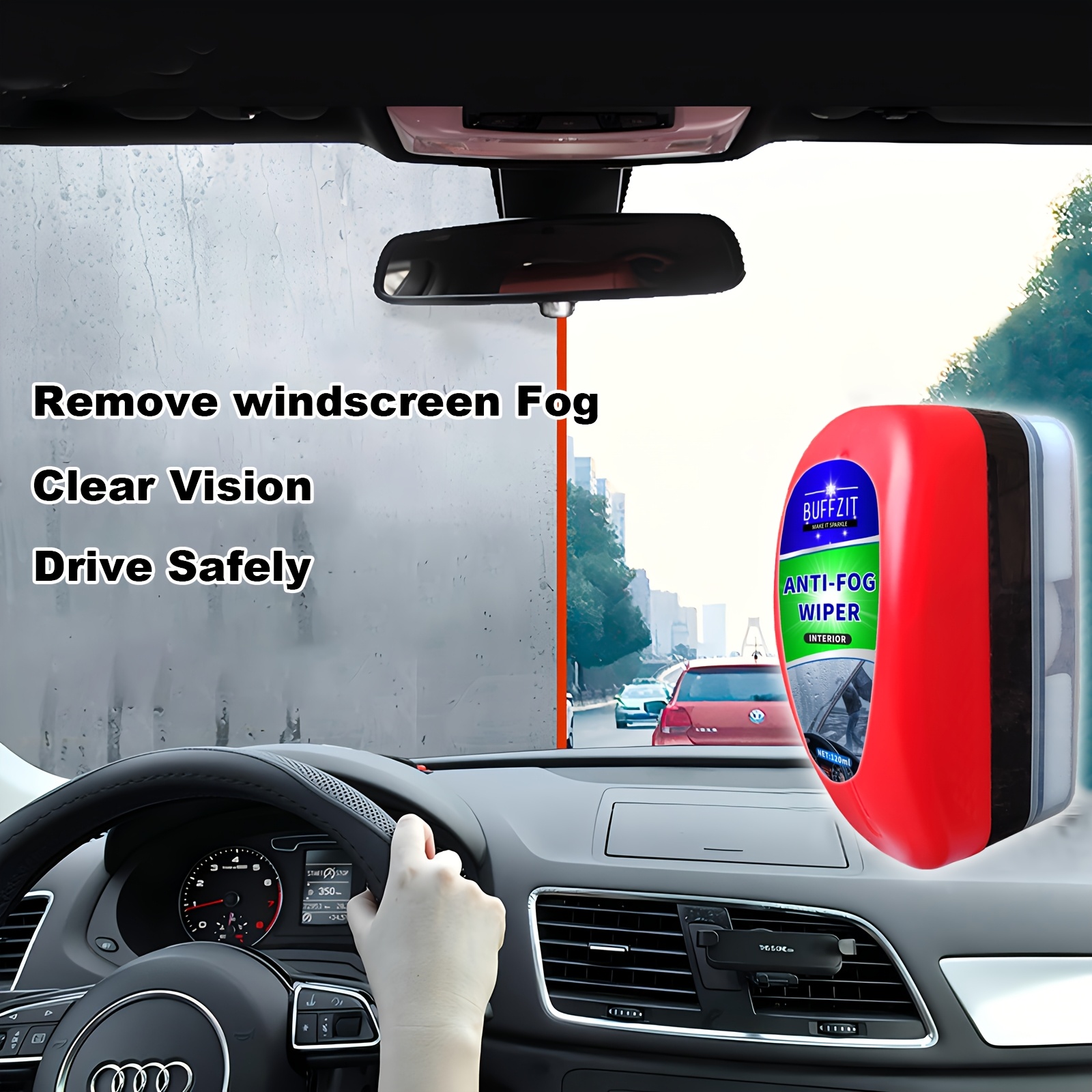 car anti fog wiper portable sponge brush for car interior glass   anti fog sponge brush to prevent glass fogging suitable for car windshields windows bathroom doors mirrors goggles helmets 120ml 4oz Product details 1