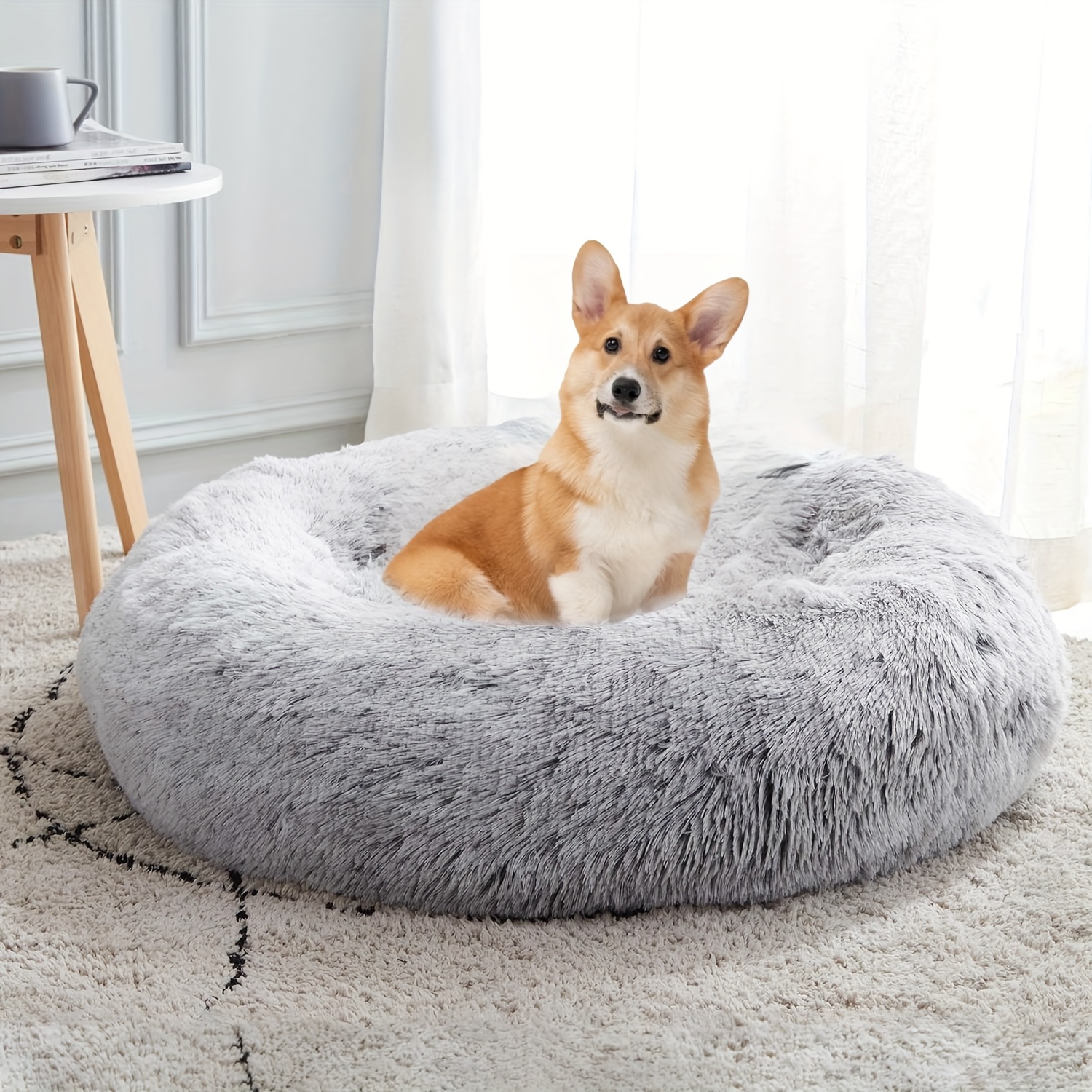 

Calming Donut Dog Bed Cat Bed, 1pc Cozy Donut Pet Kitten Nest Dog Nest, Fluffy Plush Calming Indoor Pet Bed For Small Medium Large Dogs And Cats, Washable Anti-slip Round Cat Blanket Dog Blanket