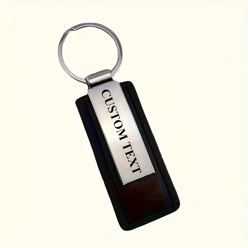 

Custom Engraved Keychain, Zinc Alloy & Black Pu Leather, Simple Stylish Design, Unisex, For Car & Bag Accessories, Men' Jewelry, No Plating, Non-knotted