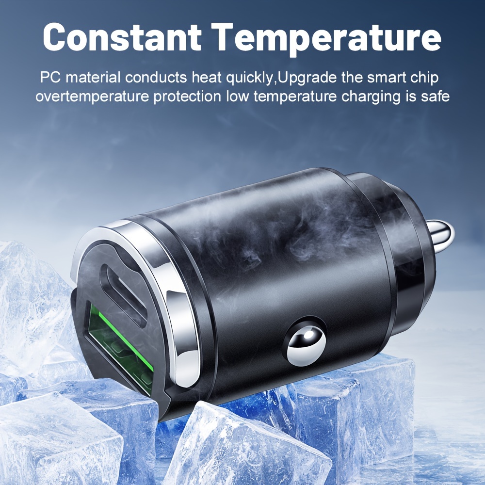 Chargeur de voiture ABS mat 36V 100W, charge rapide USB Type C double interface, adaptateur d'alimentation mini en alliage avec anneau de traction résistant à la corrosion