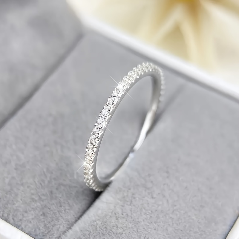 

1pc 925 Sterling Silver Ring Paved With Sparkling Zirconia Suitable For Men And Women Daily Outfits Party Accessories High Quality Jewelry