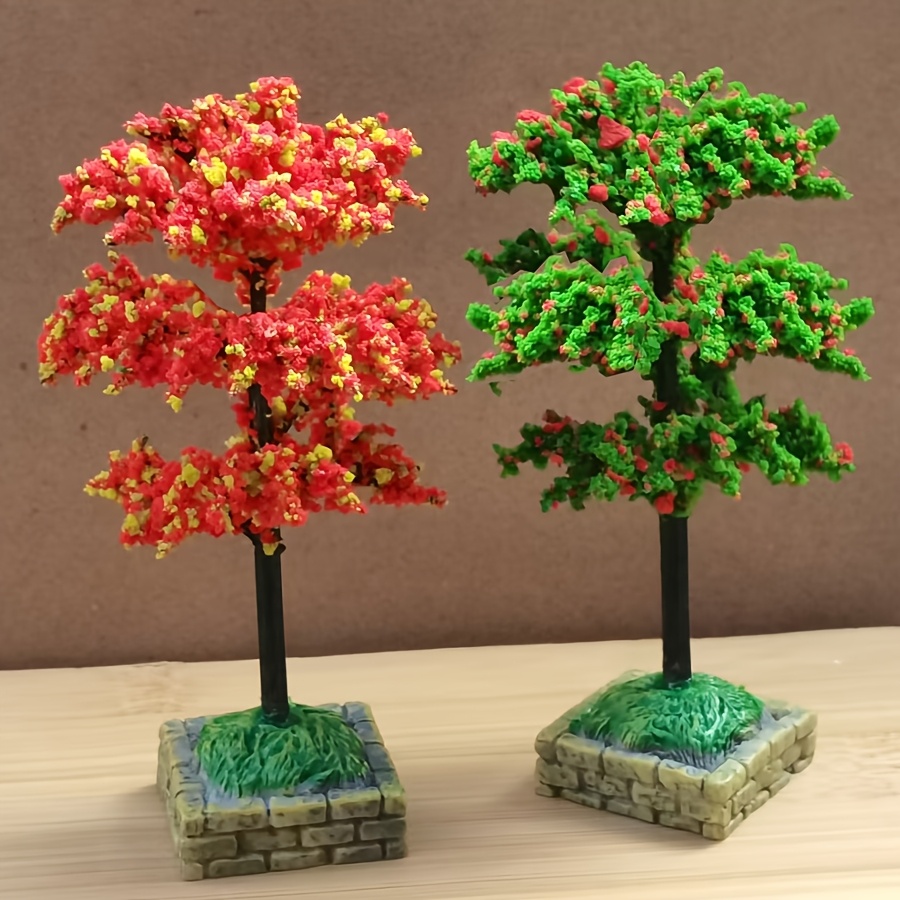 2pcs Mini Simulation Tree Car Dashboard Decoration, Which Can Enhance The Car Interior, And Is Suitable For Decorating Desks, Dressing Tables, And Micro Landscape Sand Table Models