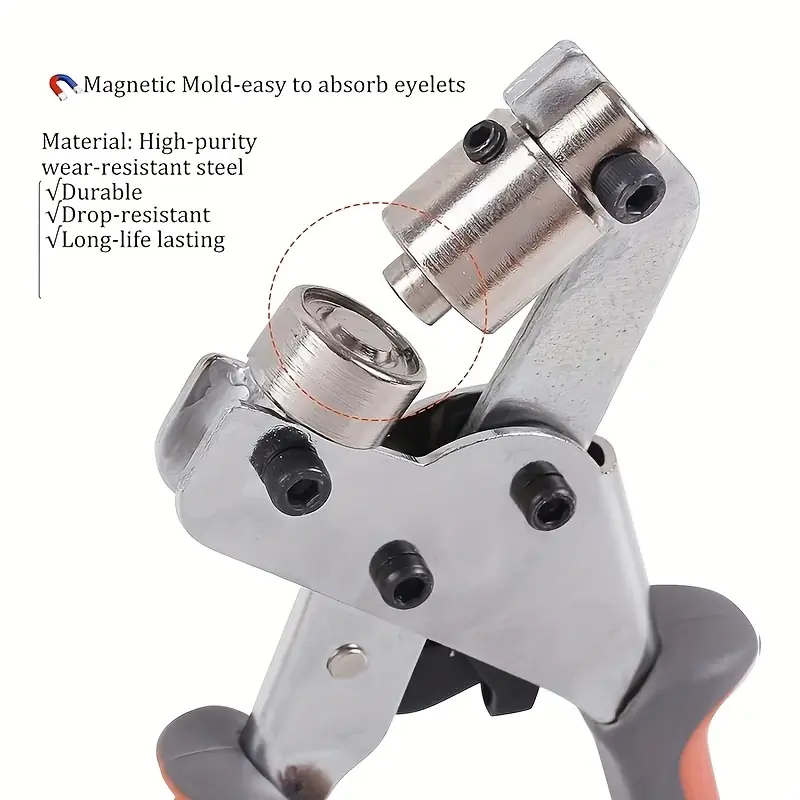 500pcs heavy duty grommet tool kit with handheld press hole punch carbon steel construction 3 8 10mm eyelets for leather canvas fabric vinyl tarps banners tents heavy duty press with ergonomic handle storage case ideal for diy construction camping marine automotive industrial use durable precise grommet setting system Product details 3