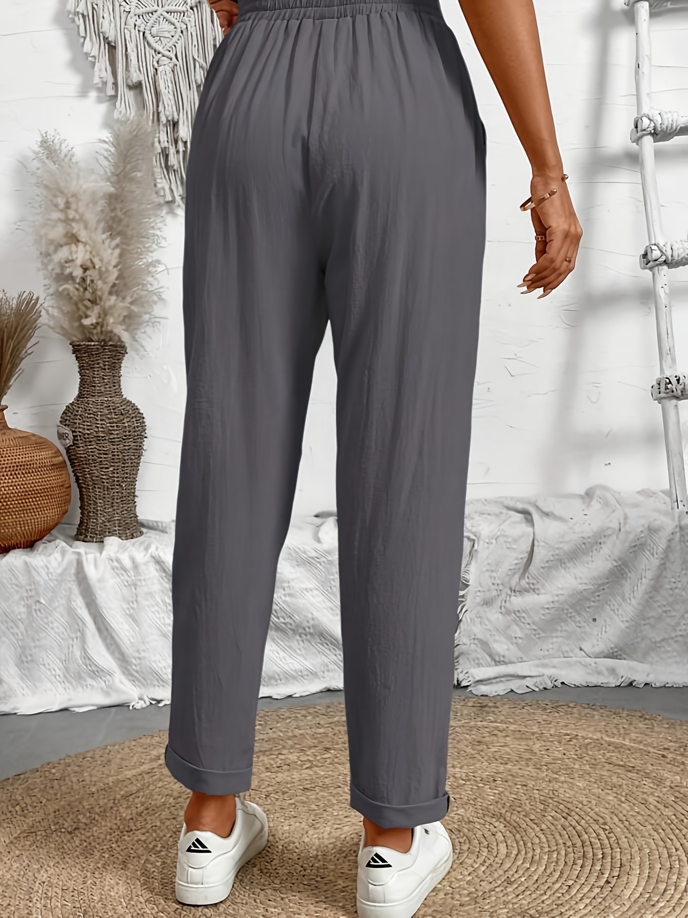 Taglie Forti Pantaloni Donna Estivi Con Elastico In Vita Sul