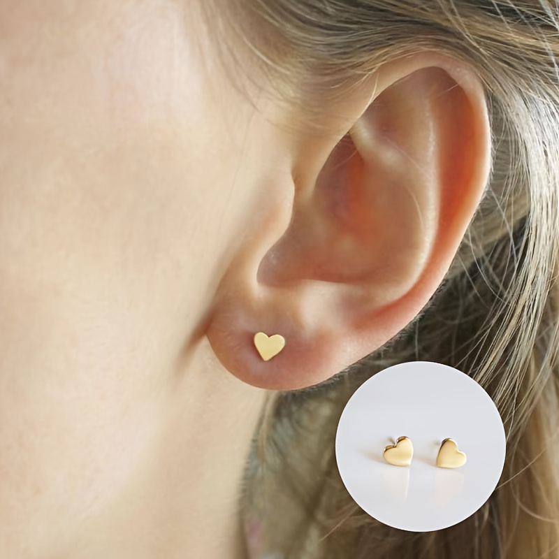 1 Pairs Of Heart-shaped Stud Earrings, Women' Steel Earrings, Fashionable And Versatile Heart-shaped Earrings, Perfect Gift For Commuting And Gifting