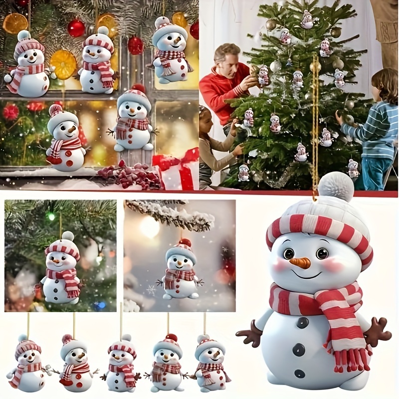 

Acrylic Snowman Ornament - Versatile 2d Christmas Decor For Tree, Car Mirror, Backpack & Gift Box